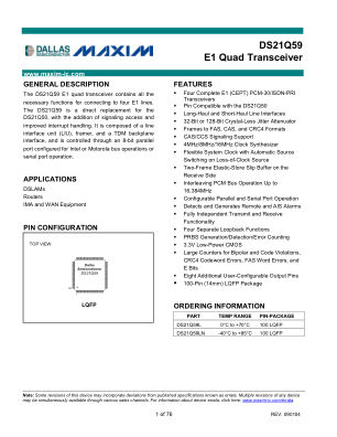 DS21Q59 datasheet cover page