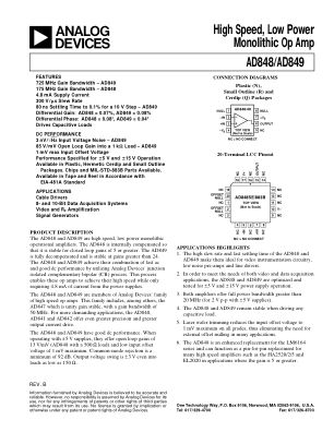 AD848 数据手册首页