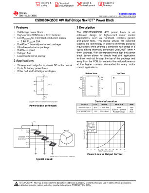 CSD88584Q5DC datasheet cover page