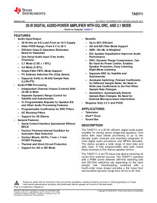 TAS5711 数据手册首页