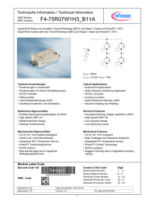 F4-75R07W1H3-B11A datasheet cover page