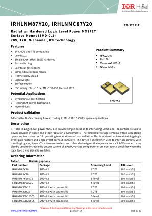 IRHLNM87Y20 datasheet cover page
