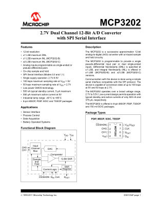 MCP3202-CI 数据手册首页
