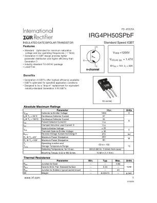 IRG4PH50S 数据手册首页