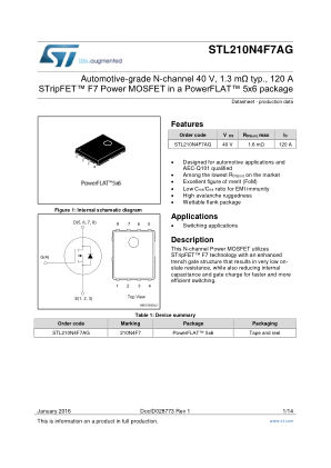 STL210N4F7AG 数据手册首页