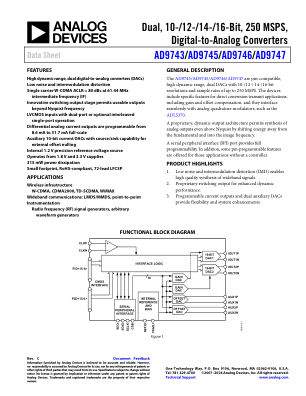 AD9743 数据手册首页