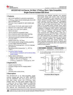 UCC23313-Q1 datasheet cover page