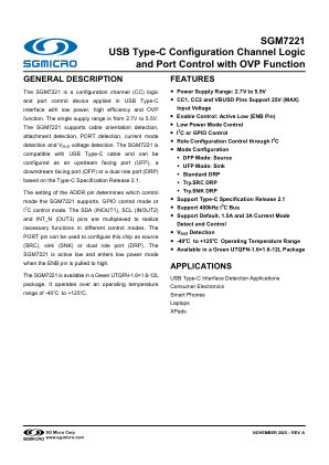 SGM7221-BRIEF datasheet cover page