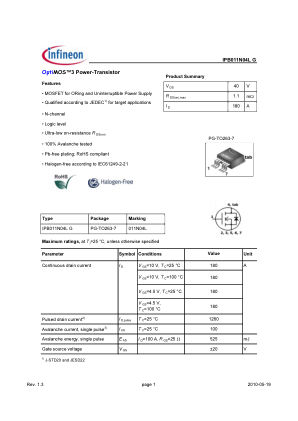 IPB011N04L-G 数据手册首页