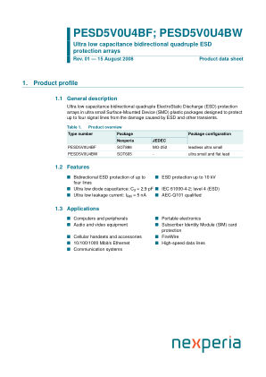 PESD5V0U4BW datasheet cover page