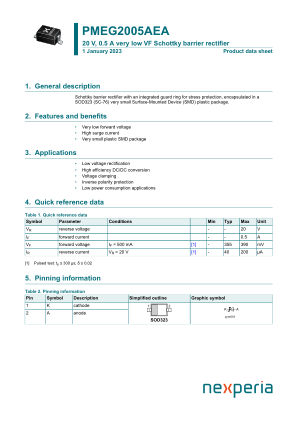 PMEG2005AEA datasheet cover page