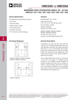 HMC650-HMC658 datasheet cover page