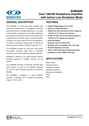 SGM4809 datasheet cover page