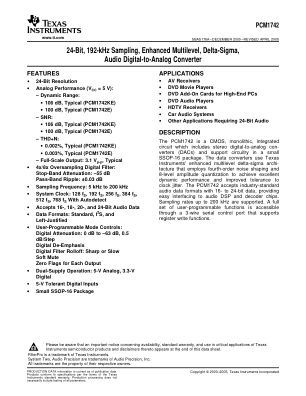 PCM1742 datasheet cover page