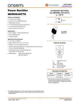 MURH840CT datasheet cover page