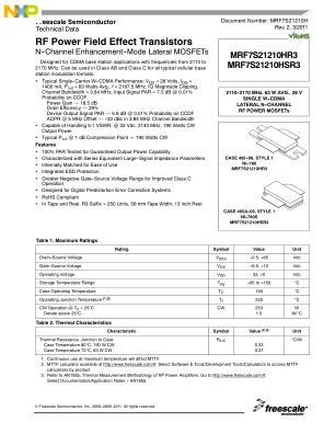 MRF7S21210H datasheet cover page