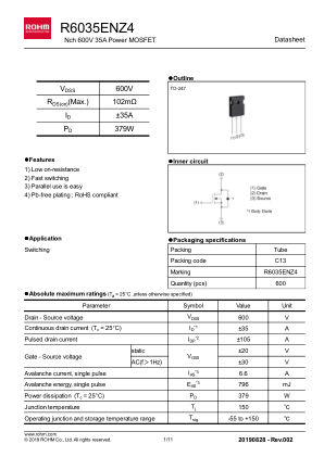 R6035ENZ4 datasheet cover page