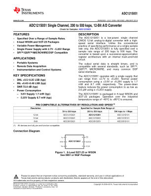 ADC121S051 datasheet cover page