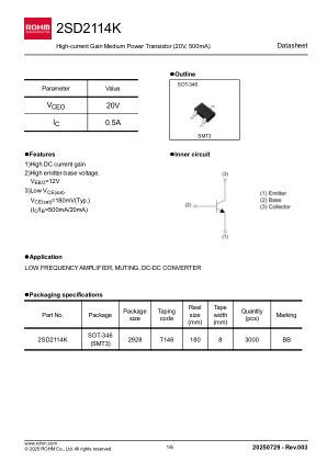 2SD2114K datasheet cover page