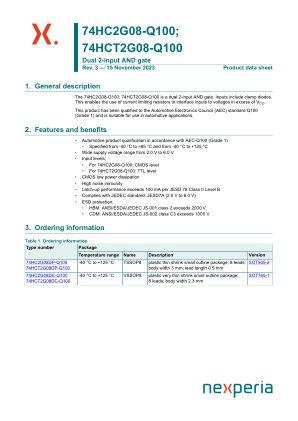 74HC2G08DP-Q100 datasheet cover page