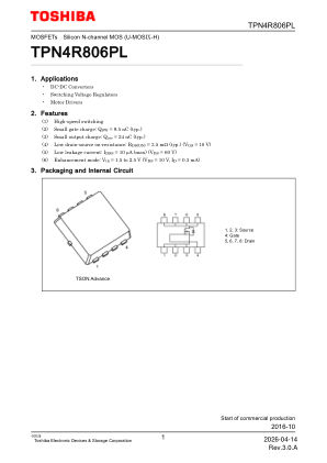 TPN4R806PL datasheet cover page