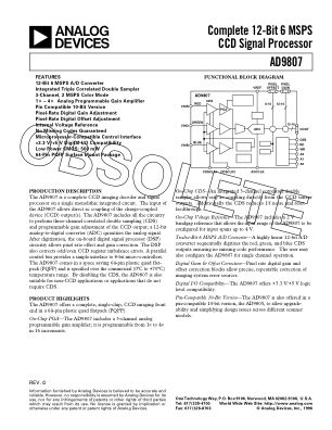 AD9807 数据手册首页