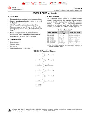 CD4069UB-MIL datasheet cover page