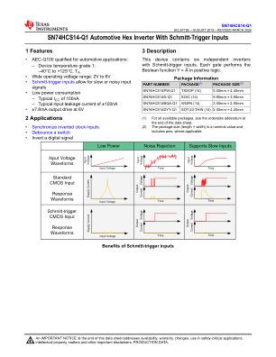SN74HCS14-Q1 数据手册首页