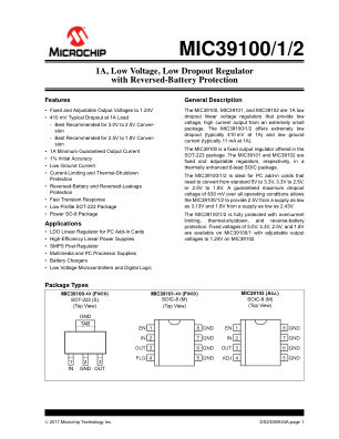 MIC39100-5.0WS-TR datasheet cover page