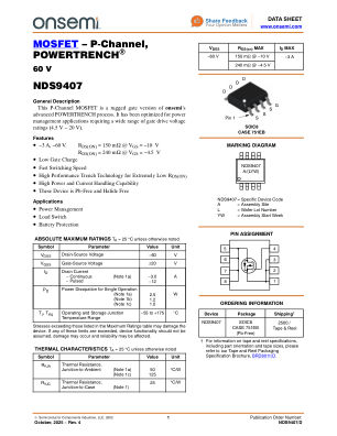 NDS9407 datasheet cover page