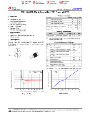 CSD19505KCS datasheet cover page