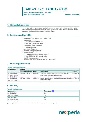74HC2G125GD125 datasheet cover page