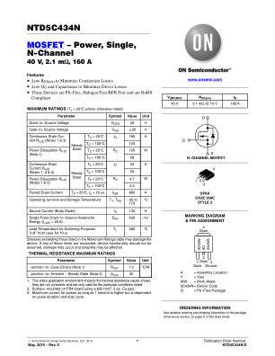 NTD5C434N datasheet cover page