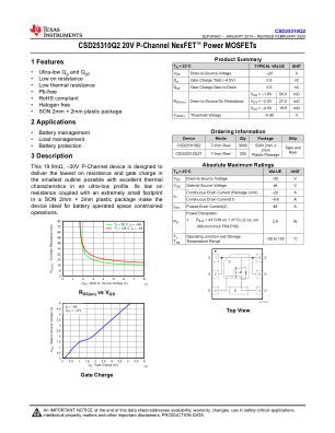 CSD25310Q2 数据手册首页