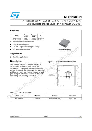 STL6NM60N 数据手册首页
