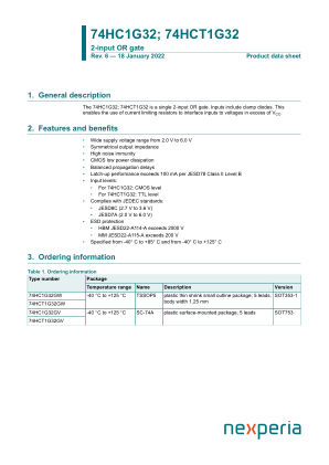 74HCT1G32GW datasheet cover page