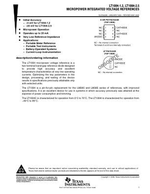 LT1004-2.5 datasheet cover page