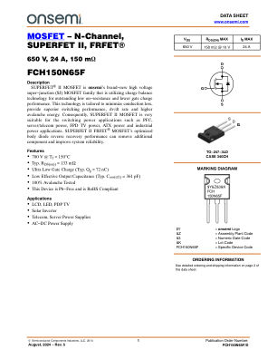 FCH150N65F datasheet cover page