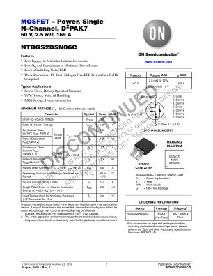 NTBGS2D5N06C datasheet cover page