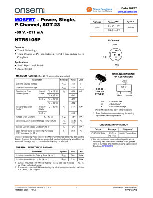 NTR5105P datasheet cover page
