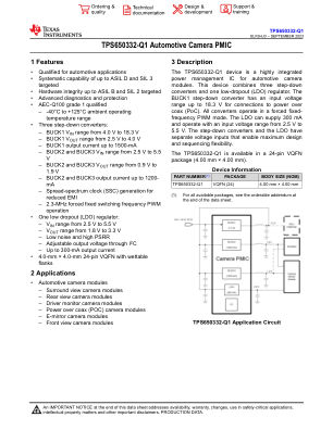 TPS650332-Q1 数据手册首页