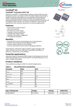 IGLD65R055D2 datasheet cover page