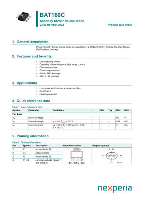 BAT160C datasheet cover page