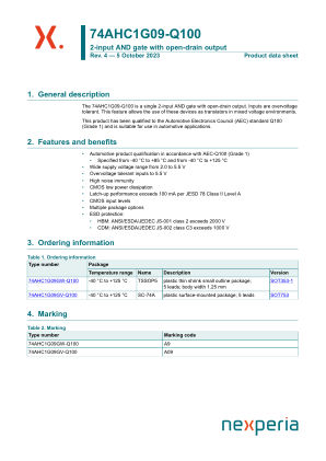 74AHC1G09GV-Q100H datasheet cover page