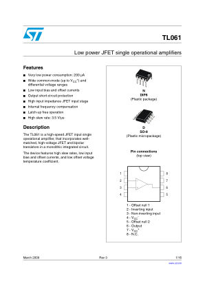 TL061 datasheet cover page