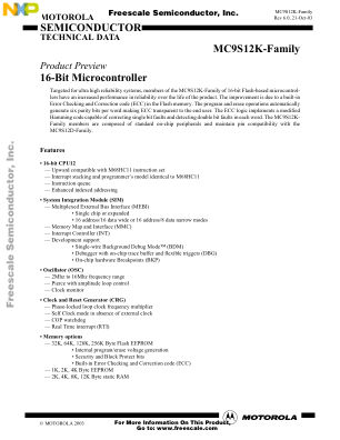 MC9S12K-FAMILY datasheet cover page
