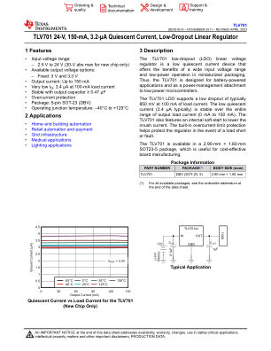 TLV701 datasheet cover page