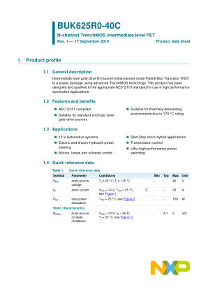 BUK625R0-40C datasheet cover page