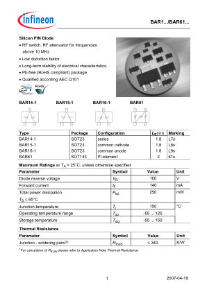 BAR14-1 datasheet cover page