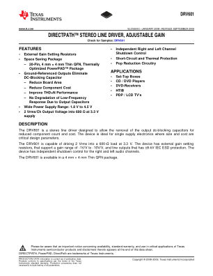 DRV601 datasheet cover page